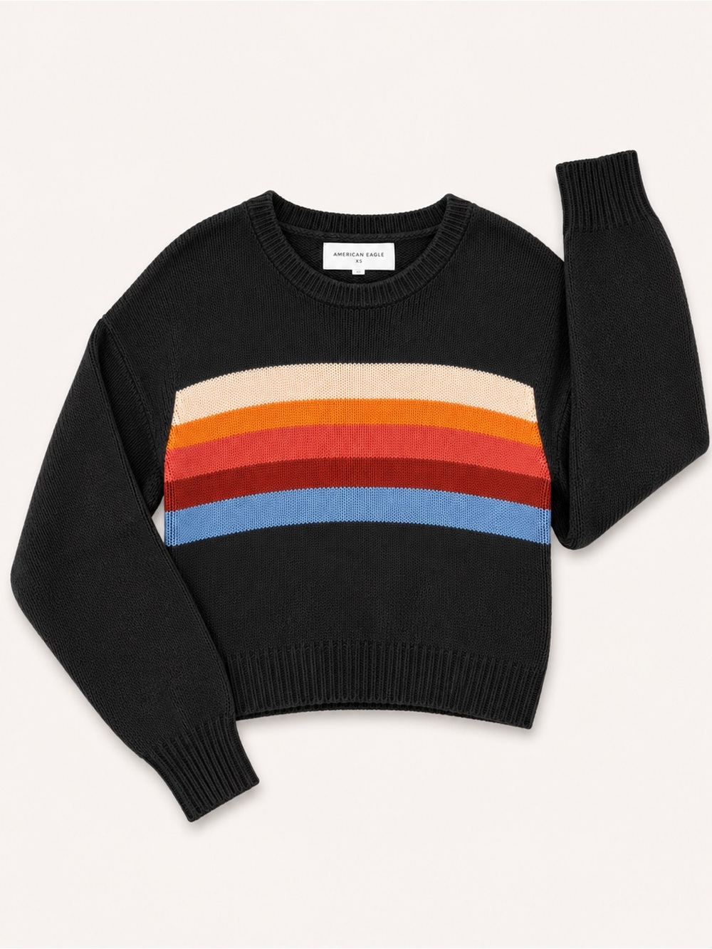 American Eagle Rainbow Stripe Crewneck Sweater | XS